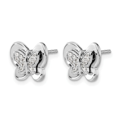 14k White Gold 1/6 carat Diamond Butterfly Post Earrings