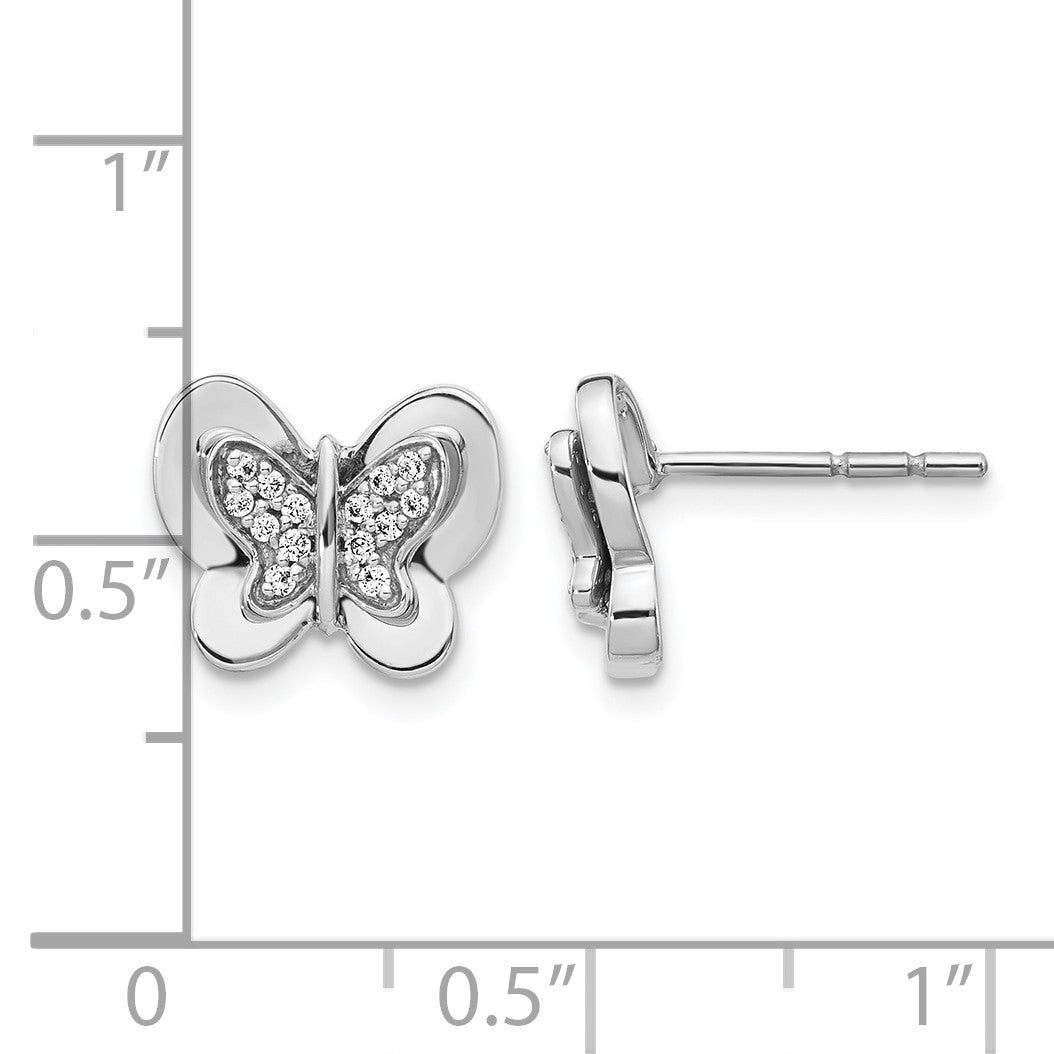 14k White Gold 1/6 carat Diamond Butterfly Post Earrings