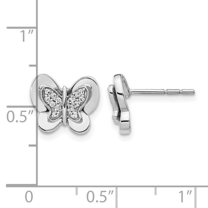 14k White Gold 1/6 carat Diamond Butterfly Post Earrings