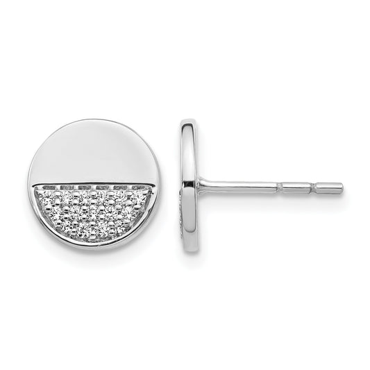 14k White Gold 1/5 carat Diamond Fancy Circle Post Earrings