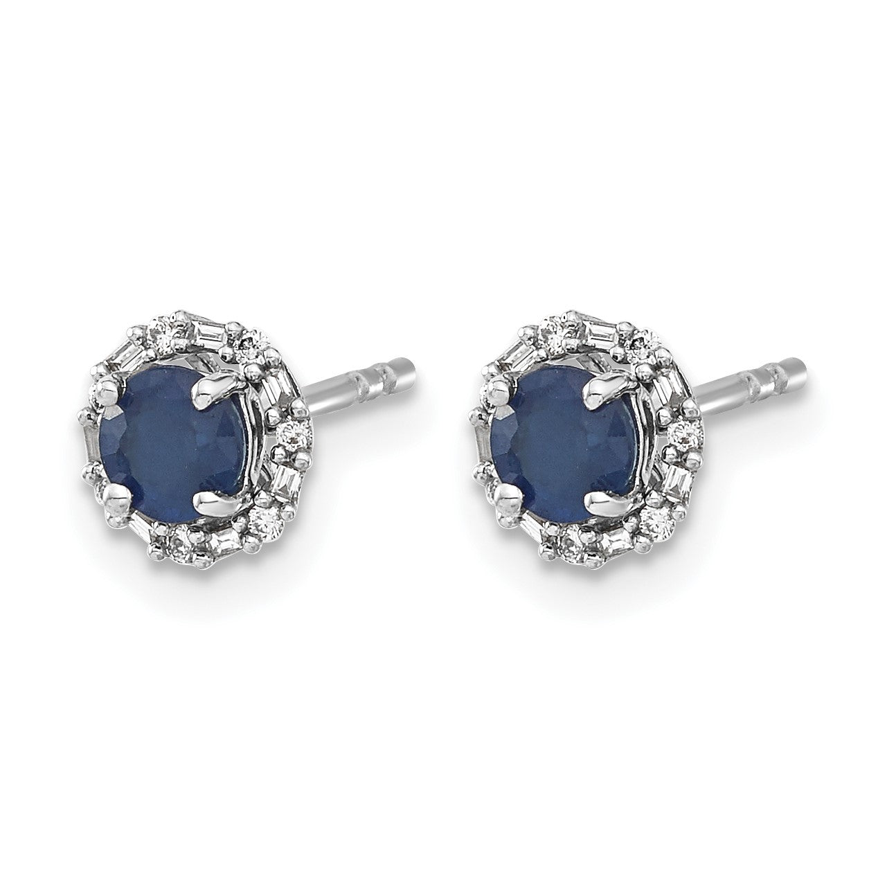 14k White Gold Diamond Halo Jackets and 4mm Sapphire Stud Earrings