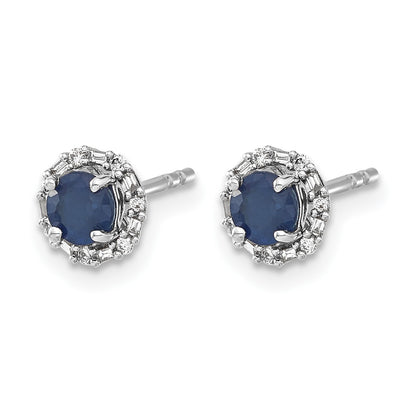 14k White Gold Diamond Halo Jackets and 4mm Sapphire Stud Earrings