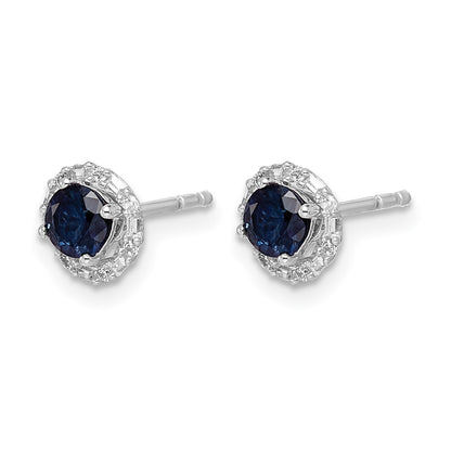 14k White Gold Diamond Halo Jackets and 4mm Sapphire Stud Earrings