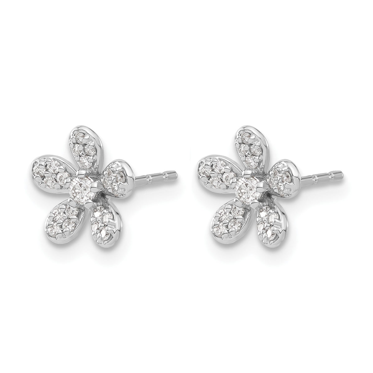14k White Gold 1/4 carat Diamond Flower Post Earrings