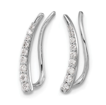 14k White Gold 1/6 carat Diamond Graduated Ear Climber Earrings
