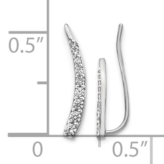 14k White Gold 1/6 carat Diamond Graduated Ear Climber Earrings