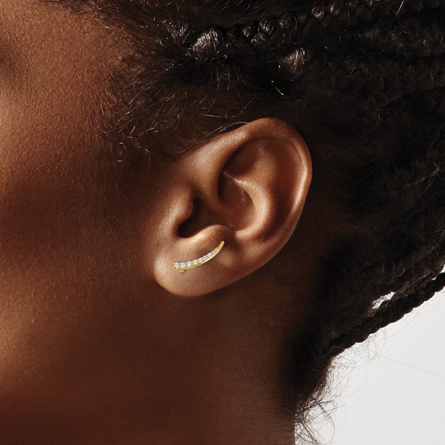 14k 1/6 carat Diamond Graduated Ear Climber Earrings