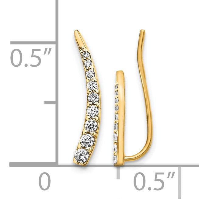 14k 1/6 carat Diamond Graduated Ear Climber Earrings