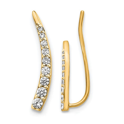 14k 1/6 carat Diamond Graduated Ear Climber Earrings