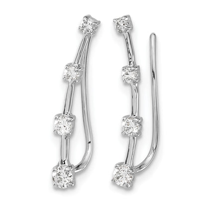 14k White Gold 1/3 carat Diamond Graduated 4-stone Ear Climber Earrings