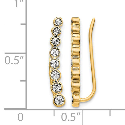 14k 3/8 carat Diamond Bezel Graduated Ear Climber Earrings