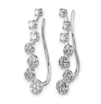 14k White Gold 1/2 carat Diamond Graduated Ear Climber Earrings