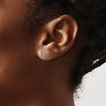14k White Gold Diamond Initial B Post Earrings