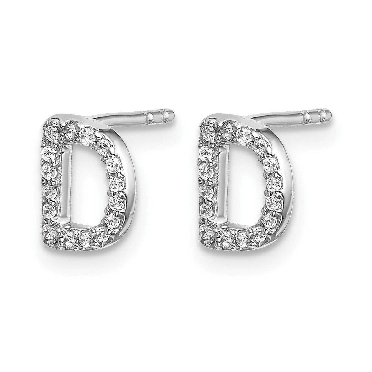 14k White Gold Diamond Initial D Post Earrings