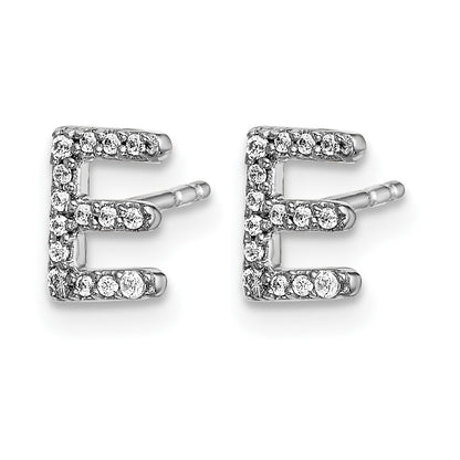 14k White Gold Diamond Initial E Post Earrings