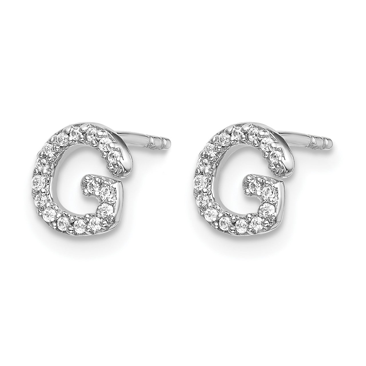 14k White Gold Diamond Initial G Post Earrings