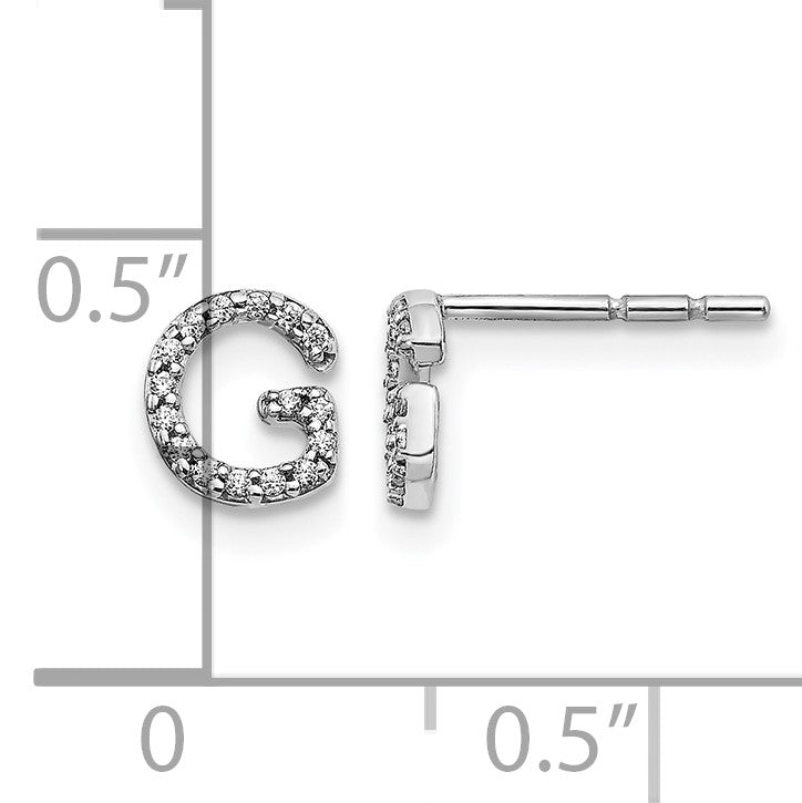 14k White Gold Diamond Initial G Post Earrings