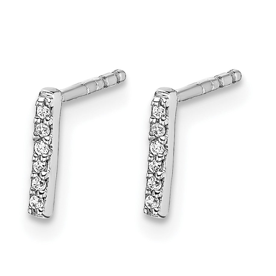 14k White Gold Diamond Initial I Post Earrings