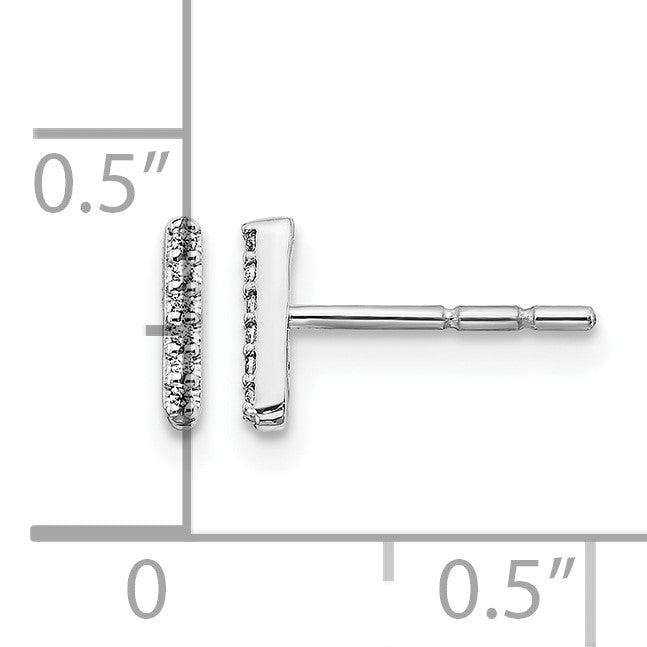 14k White Gold Diamond Initial I Post Earrings