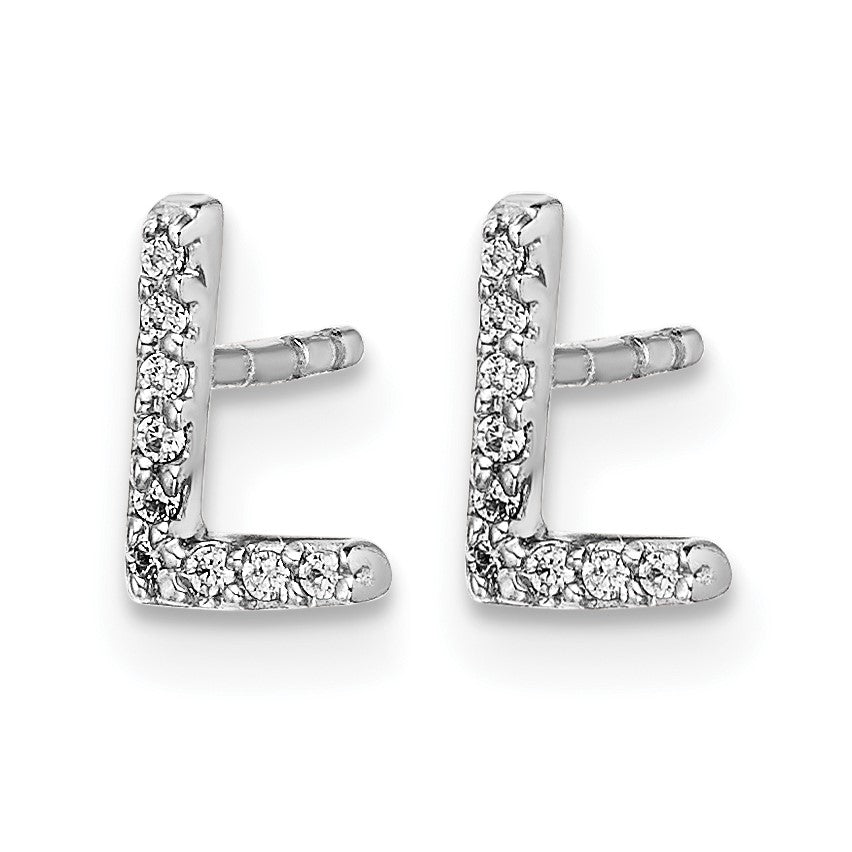 14k White Gold Diamond Initial L Post Earrings