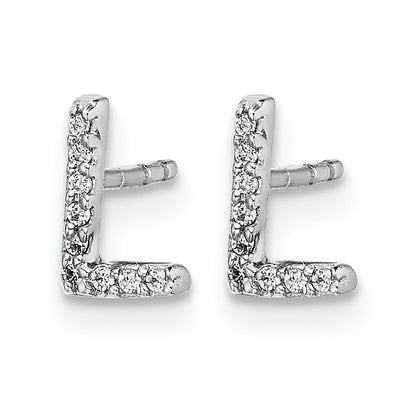 14k White Gold Diamond Initial L Post Earrings