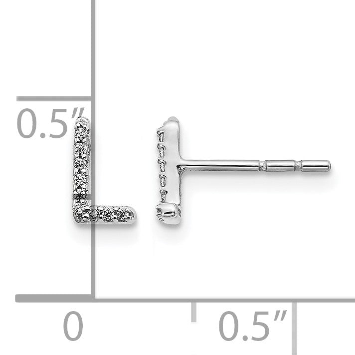 14k White Gold Diamond Initial L Post Earrings