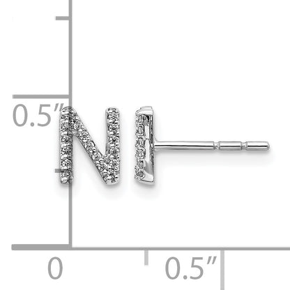 14k White Gold Diamond Initial N Post Earrings