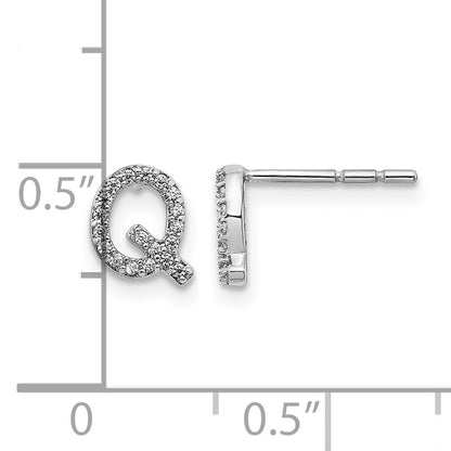 14k White Gold Diamond Initial Q Post Earrings