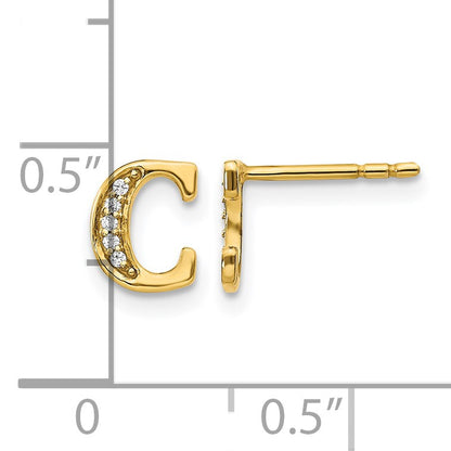 14k Diamond Initial C Post Earrings