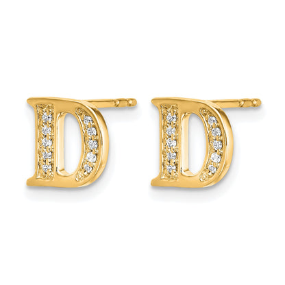 14k Diamond Initial D Post Earrings