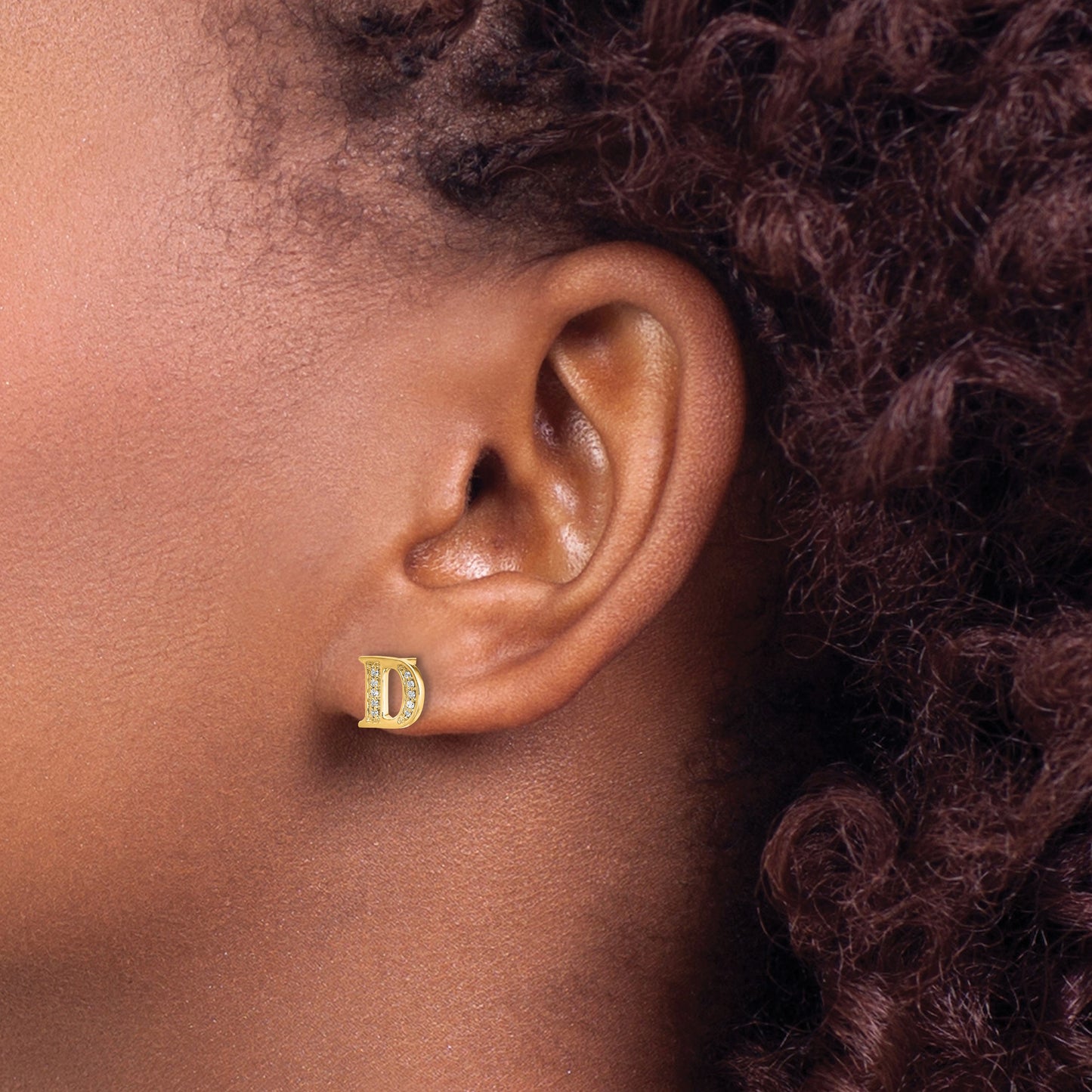 14k Diamond Initial D Post Earrings