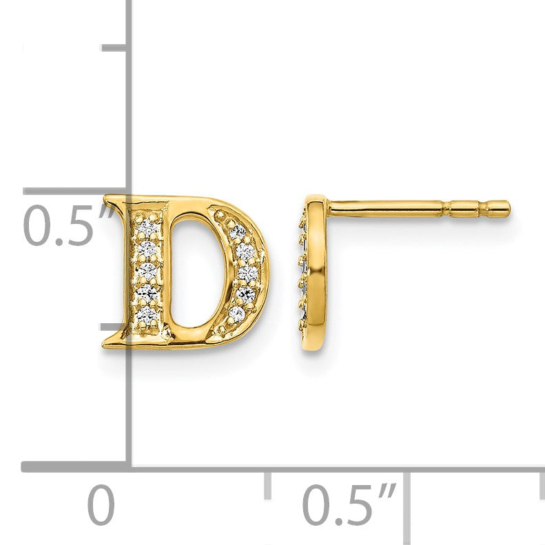 14k Diamond Initial D Post Earrings