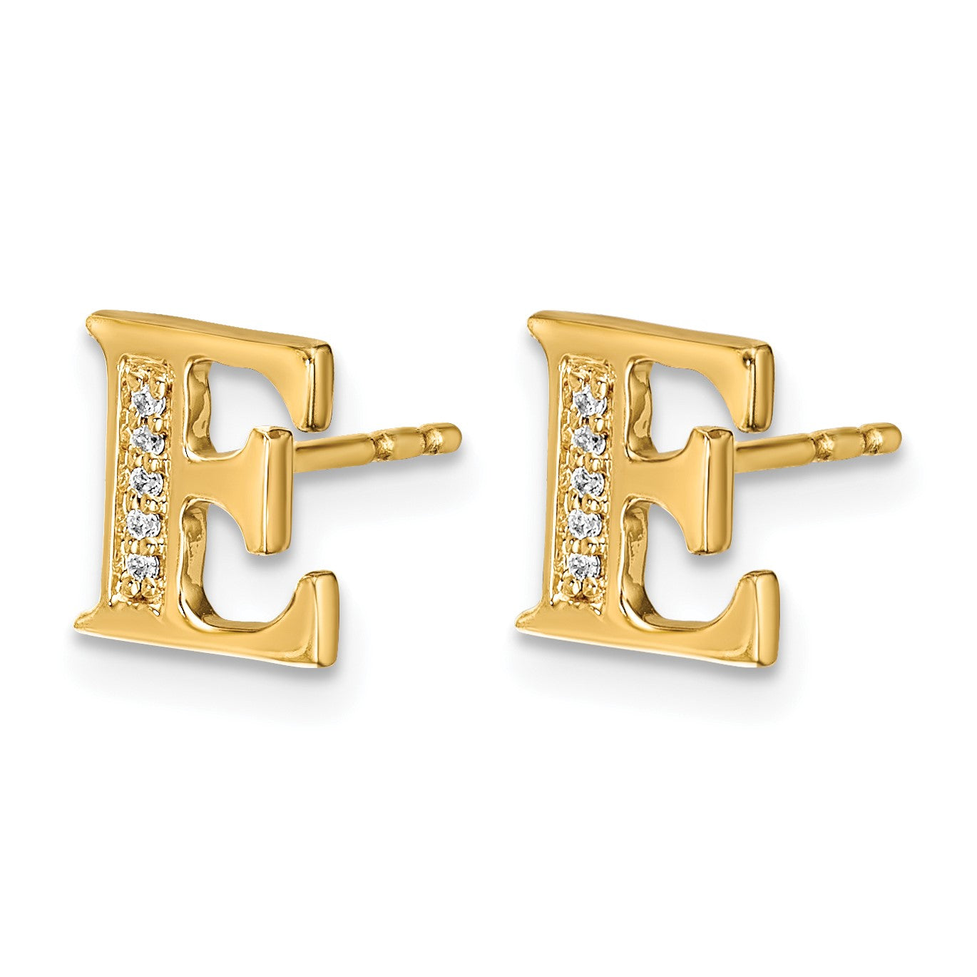 14k Diamond Initial E Post Earrings
