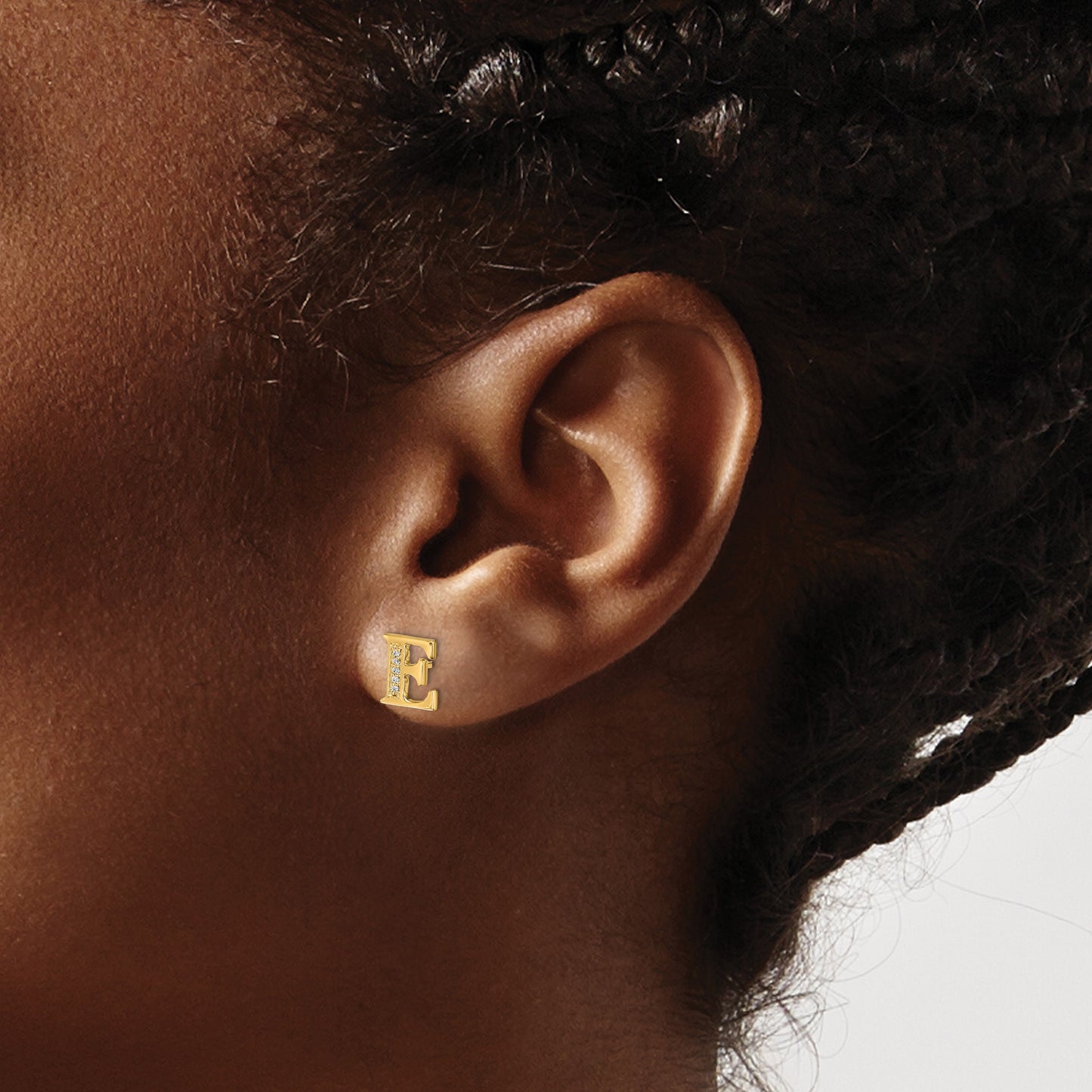14k Diamond Initial E Post Earrings