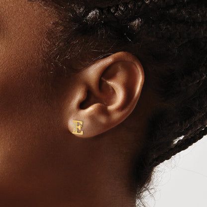 14k Diamond Initial E Post Earrings