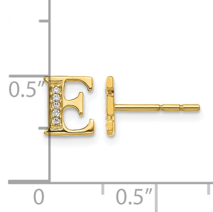 14k Diamond Initial E Post Earrings