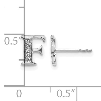 14k White Gold Diamond Initial F Post Earrings