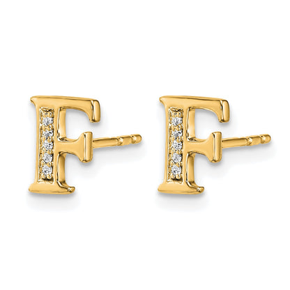 14k Diamond Initial F Post Earrings