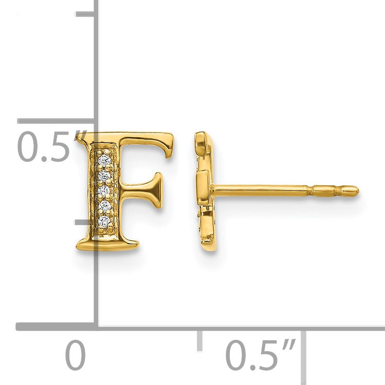 14k Diamond Initial F Post Earrings