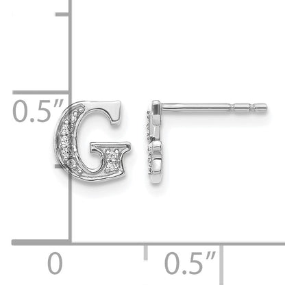 14k White Gold Diamond Initial G Post Earrings