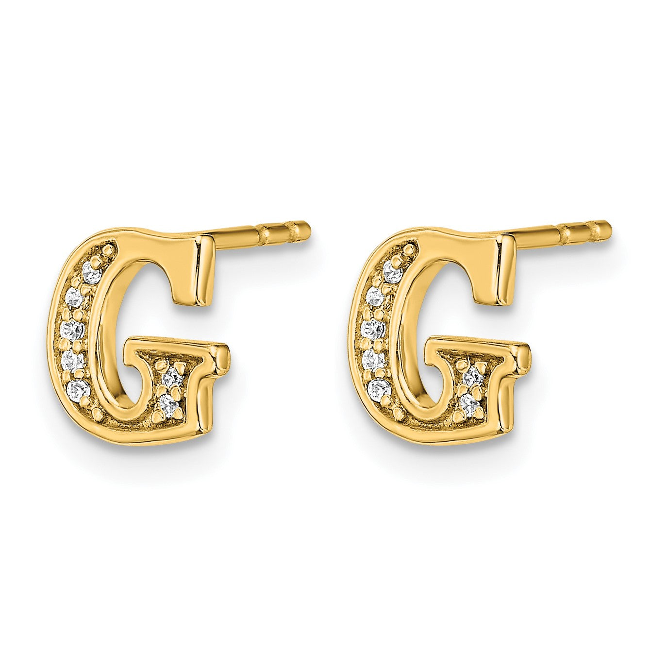 14k Diamond Initial G Post Earrings