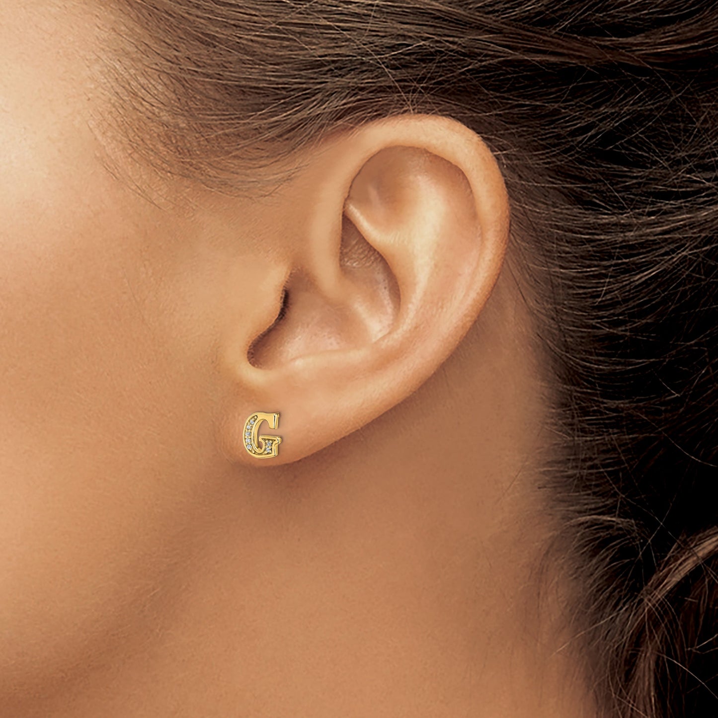 14k Diamond Initial G Post Earrings