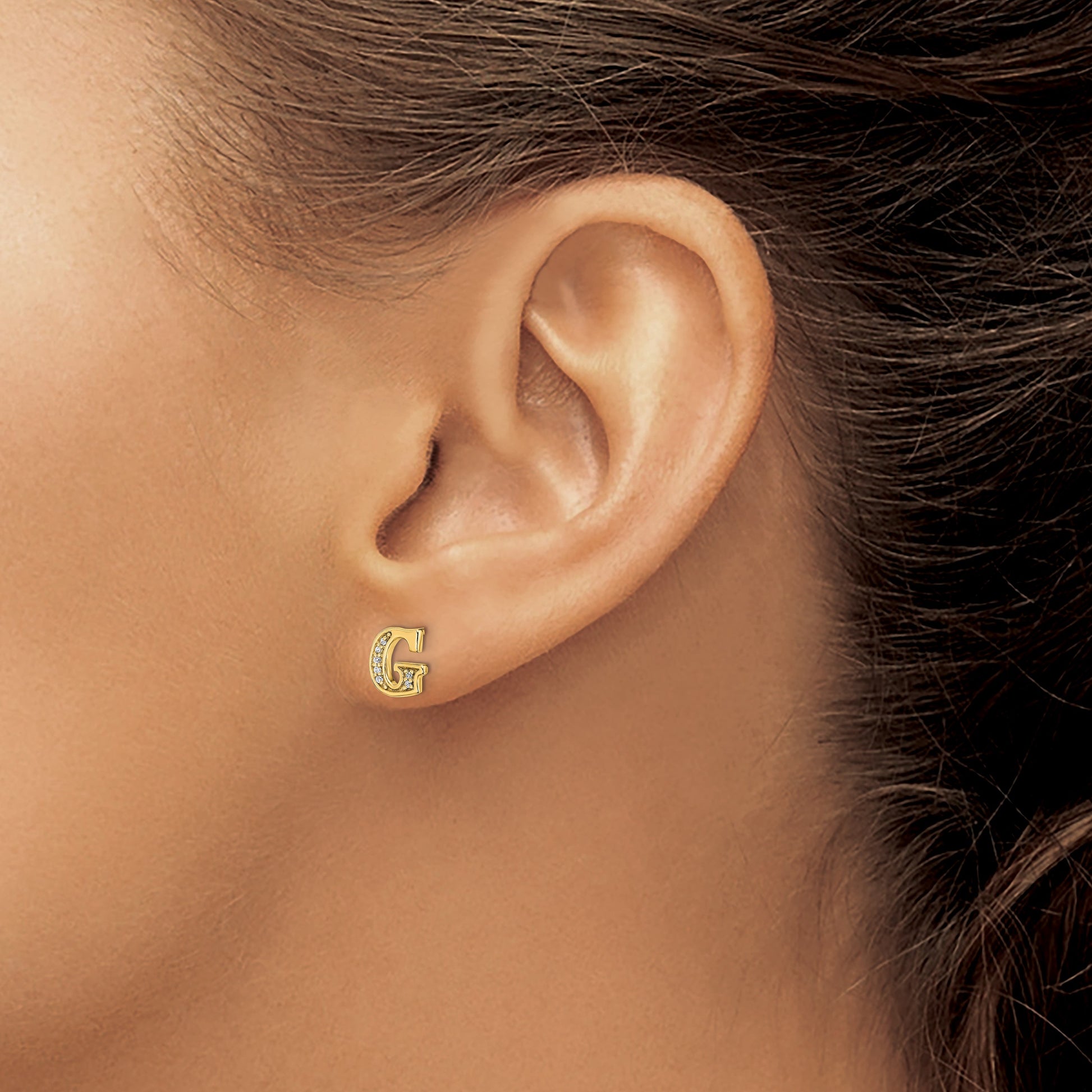 14k Diamond Initial G Post Earrings