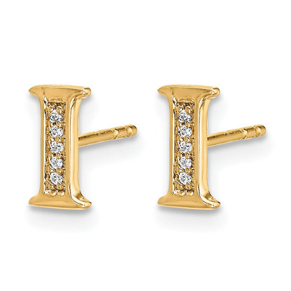 14k Diamond Initial I Post Earrings