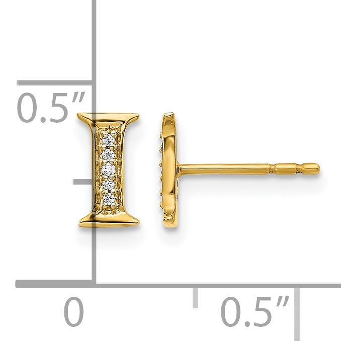 14k Diamond Initial I Post Earrings