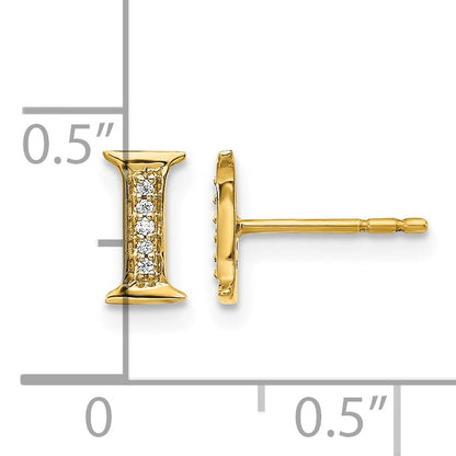 14k Diamond Initial I Post Earrings