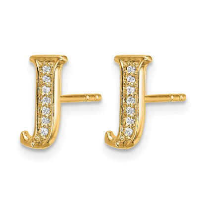 14k Diamond Initial J Post Earrings