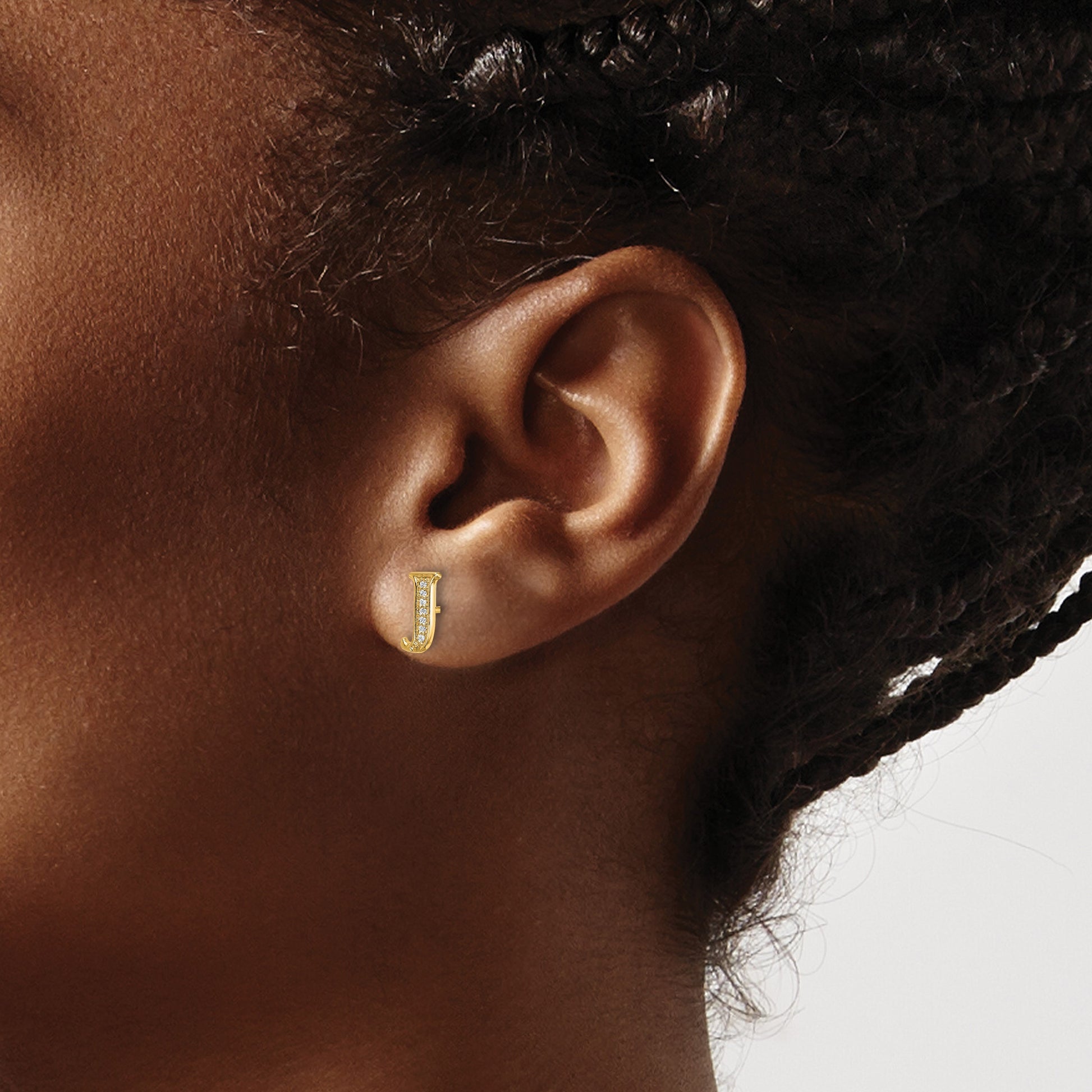 14k Diamond Initial J Post Earrings