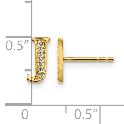 14k Diamond Initial J Post Earrings
