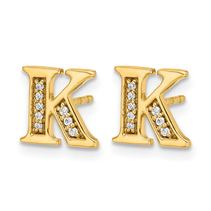 14k Diamond Initial K Post Earrings